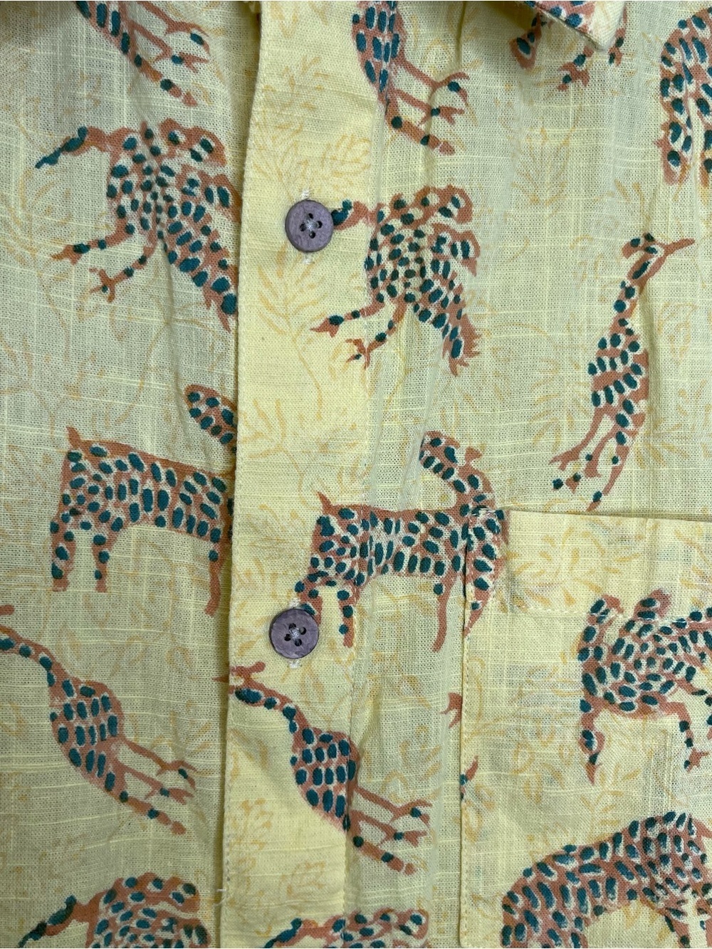 Fabindia Shirt Cotton Hand Block Printed Slim Fit Regular Button Front  Sz  M - Picture 4 of 7